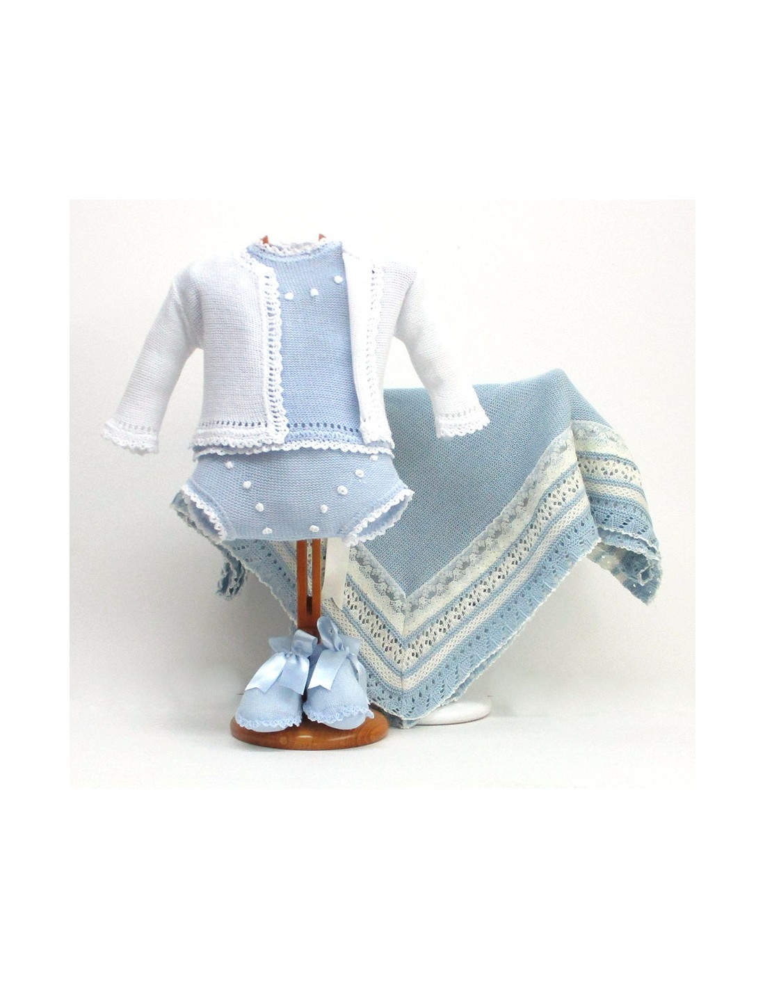 Jersey, chaqueta, capota, patucos y toquilla