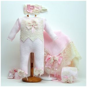 Jersey+pantalón+patucos+diadema+capota+toquilla